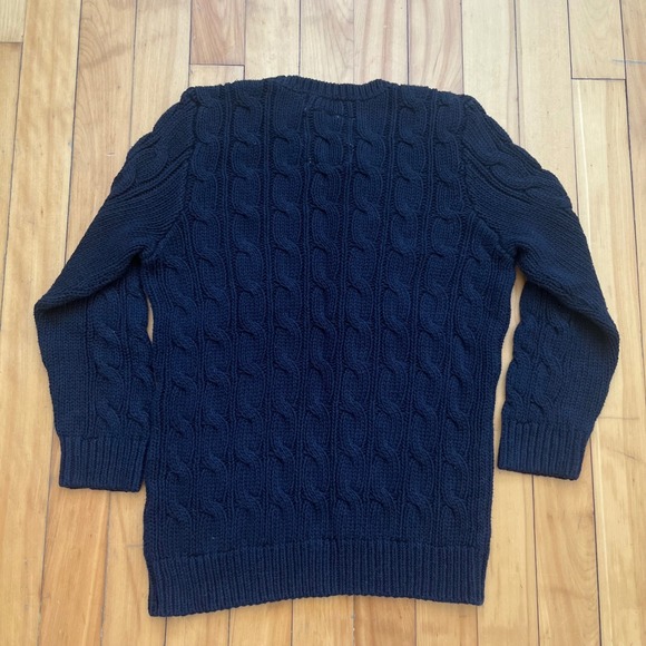 Hollister Navy Blue Cable Knit Crewneck Sweater Medium Embroidered Logo - Picture 5 of 6
